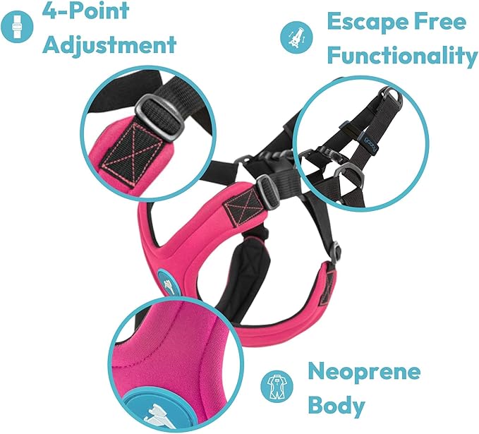 Gooby Escape Free Sport Harness - Pink, Small - No Choke Step-in Patented Neoprene Dog Harness with Four-Point Adjustment for Small to Medium Dogs