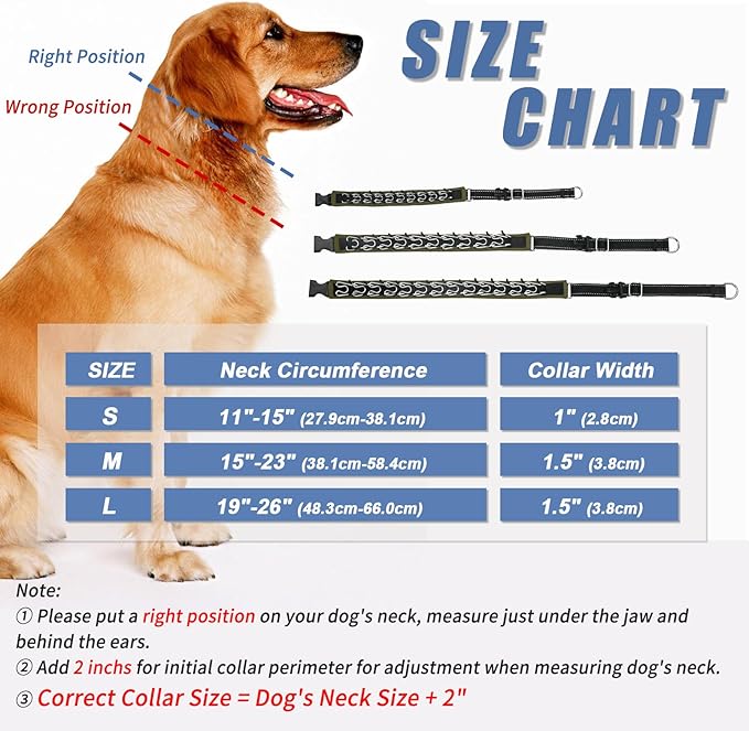 Martingale No Pull Dog Collar - Heavy Duty Nylon with Buckle, Adjustable Anti Pull Reflective Slip Collar for Large Medium Small Dog Training Walking L Army Green