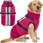 AOFITEE Dog Coat for Large Dogs, Waterproof Dog Winter Jacket with Built in Harness, Warm Turtleneck Cold Weather Coats Large, Reflective Fleece Lined Snow Jacket for French Bulldog, Boston Terrier, L