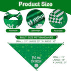 St. Patrick's Day Dog Bandanas XLarge 2PCS, 4 Pattern Green Scarf for Boy and Girl, Triangle Reversible Bibs Breed for Puppy Pets