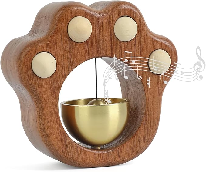 Cat Paw Shopkeepers Bell for Door Opening – Magnetic Wooden Door Chime & Wireless Brass Doorbell for Business Entrance, Home Decor – Cute Kawaii Wind Bell for Fridge, Room, Shop No Battery Entry Alert