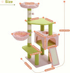47.3" Flower Cat Tree, Multi-Level Cat Tower with Sisal Covered Scratching Posts Cute Cat Condo for Indoor Small Medium Cats Top Perch (Green)