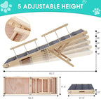 In hand Dog Ramp for High Bed with Safety Rails, Adjustable Foldable Pet Steps Ramp with Anti-Slip Pad, Assist Senior Arthritic, Injured, Small to Large Dogs to Climb Couch Bed Stairs Easily
