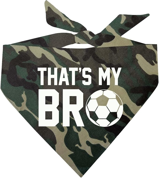 That's My Bro Dog Bandana | 100% Cotton Adjustable Triangle | Made in USA | Soccer| Sports | Biggest Fan | Game Day | One Size | Camo (533)