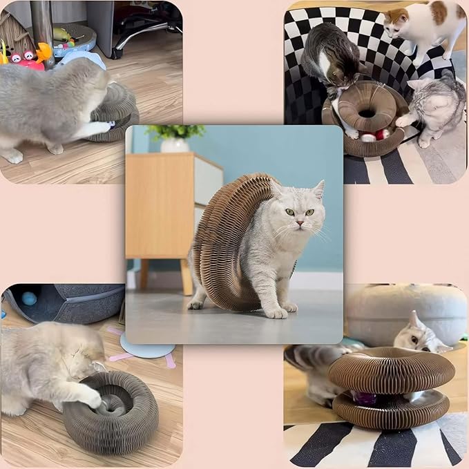 SEPAZON Kitlty Cat Toys Kurliz Cat Scratcher, Magic Organ Cat Scratching Board, Recyclable Cardboard Scratch Pad for Bored Indoor Cats Accordion Interactive Toys for Pet Claw Care