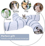EGETOTA Cat Tunnel for Indoor Cats Large, with Play Ball S-Shape 4 Way Collapsible Interactive Peek Hole Pet Tube Toys, Puppy, Kitty, Kitten, Rabbit (S4 - White & Grey)