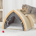 Cat House, Cat Beds for Indoor Cats, Cat Scratchers with Sisal Scratching Board, Cat Scratcher Bed with Fluffy Ball Hanging, Cat Condo 20x16x16 inches