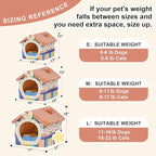 JIUPETY Cute Cat Beds for Indoor Cats, Foldable Cat House with Non-Slip Bottom, S Size Kitten Bed for 0-6 Lb Dogs and 0-8 Lb Cats, Rainbow