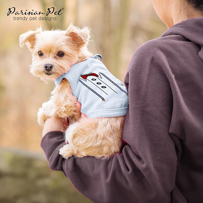 Parisian Pet Dog Shirt – 100% Cotton Bow Tie Shirts for Medium Dogs – Sleeveless Puppy Clothes – Lightweight and Breathable Pet Apparel – Formal Tuxedo Boy Dog Clothes - Stretchy T Shirts for Dogs