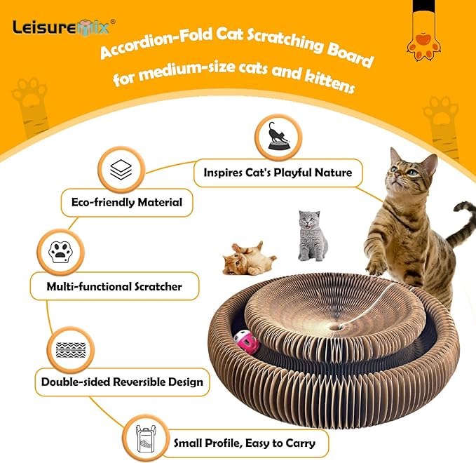 Magic Organ Cat Scratching Board & Interactive Toy Set - Durable Cardboard Scratcher with Scratching Ball for Indoor Cats - Mental & Physical Exercise for Kittens & Adult Cats