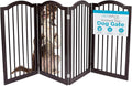 INTERNET'S BEST Arched Top Dog Gate | 4 Panel, 36" H Wooden Pet Barrier for Dogs or Cats | Freestanding Folding Room Divider for Doorways, Hallways, Stairs, and Porch | Portable, Extra Wide | Espresso