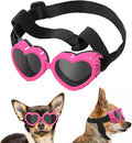 Lewondr Small Dog Sunglasses UV Protection Goggles Eye Wear Protection with Adjustable Strap Doggy Heart Shape Anti-Fog Sunglasses for Pet Dogs Sun Glasses Doggie Windproof Glasses, Pink