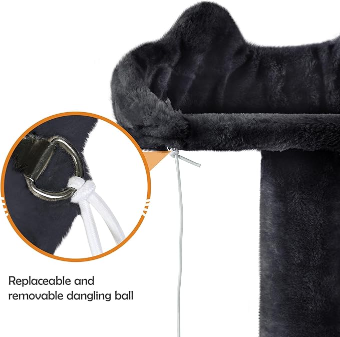 Topeakmart 61in Cat Tree for Indoor Cats, Cat Tower with Scratching Posts Spacious Perch & Platform for Kittens, Black