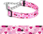 Martingale Dog Collar - Stainless Steel Chain, No Pull Training Collar with Flower Design for Large Medium Small Dogs (20, S)