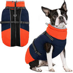 SUNFURA Dog Winter Coat, Warm Dog Coat with Harness for Medium Dogs Boys Girls, Reflective Fleece Lined Pet Winter Jacket Snowsuit for Pug, Jack Russel, Schnauzer, Blue M