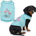 Parisian Pet Flamingo Dog Shirt – 100% Cotton Striped Shirts for Large Dogs – Sleeveless Puppy Vest – Lightweight and Breathable Pet Apparel – Pullover Summer Dog Clothes - Stretchy T Shirts for Dogs