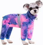 Dog Coats for Small Dogs, Polar Fleece Dog Pajamas Bodysuit, Puppy Onesies Tie Dye Jumpsuits, Dogs Warm Clothes Four-Legged, Doggie Fullbody Winter Jacket Vest