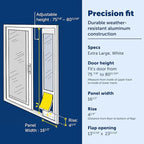 PetSafe Sliding Glass Pet Door - No-Cut DIY Install Doggy Door for Renters - Aluminum Frame - Adjustable Height 75 7/8" to 80 11/16" - Ideal for Extra Large Dogs Up to 220 lb - White