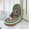 Extra Long 26" Folding Cat Scratch Pad with Chasing Balls Double Sided Interactive Cardboard Cat Scratcher Cat Scratching Board for Cats Cardboard Scratching Pads for Indoor Cat Toy