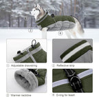 Lelepet Dog Coat Warm Dog Winter Coat Waterproof Dogs Jacket with Harness Built in Reflective Pet Fleece Vest Zip-Up Cold Weather Coats for Extra Large Dogs Turtleneck Windproof Coats Great Dane 3XL