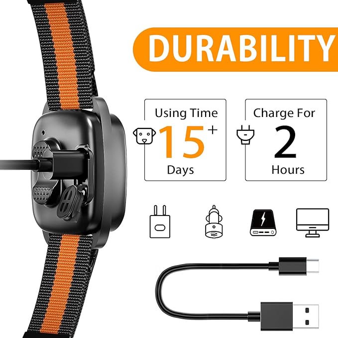 Humane Bark Collar for Small Medium Dogs, No Shock Anti Barking Collar with Smart Chip, 3 Training Modes (Beep & Vibration), IP67 Waterproof Rechargeable Stop Barking Device, 8-65 lbs