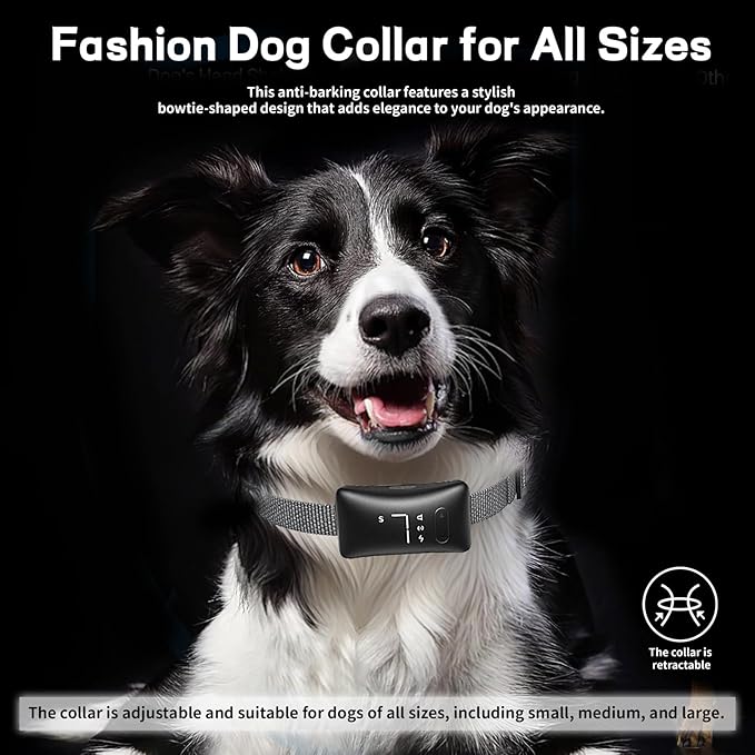 Anti-Bark Dog Training Collar, 4 Modes with 7 Sensitivity Levels, IP67 Waterproof, Rechargeable, Black