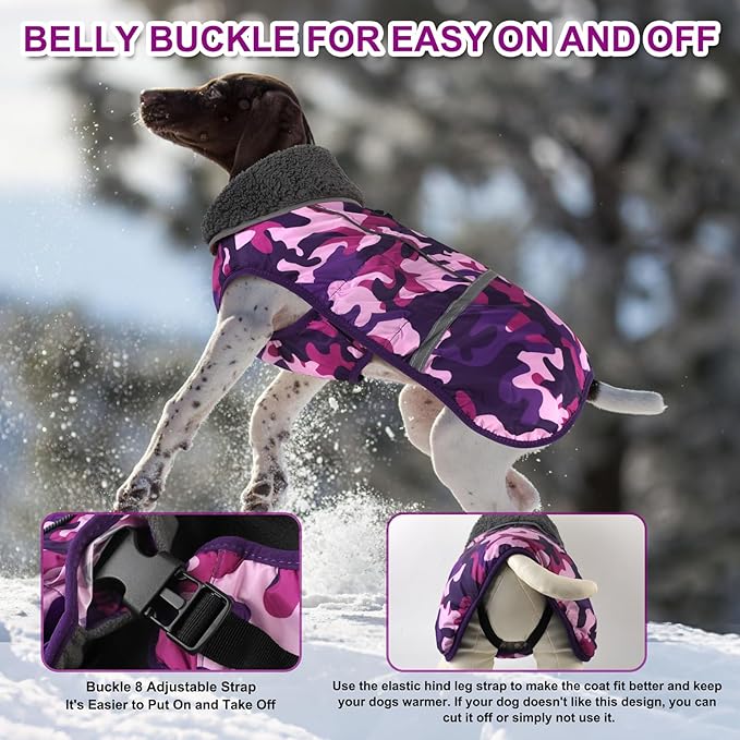 Doglay Dog Coat, Waterproof Dog Jacket Pet Winter Coat for Cold Weather with Thicken Furry Collar, Reflective Puppy Winter Jacket Warm Fleece Lining for Small Medium Large Pets