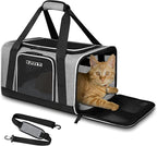 Petskd Pet Carrier 18x11x11 Delta American United Airline Approved, Pet Travel Carrier Bag for Small Cats and Dogs, Cat Soft Sided Carrier with Safety Lock Zippers, 5-Sided Breathable Mesh(Grey)