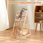 Cat Tree Ladder, Ladder Cat Tree with Hammock Scratching Post Climbing Web and Danging Sisal Ball, Cat Ladders Can Accommodate Multiple Cats and Can be Removed by The Window