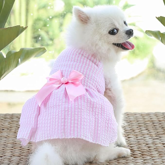 TAPBULL Dog Dresses, Fashionable Pet Dog Clothes, Cute Cat Birthday Dress Outfit (Blue/Red/Pink/Pink-Blue/Yellow-Blue 5-Pack), XX-Large