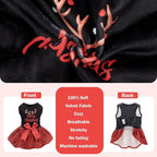 CuteBone Christmas Dog Dresses Velvet Holiday Small Dogs Clothes Onesie Pet Apparel Girl Puppy Skirt with Bow Hair Rope CVA59XXS-D
