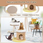 PETSITE 33 Inch Cute Cat Tree, Modern Cat Tower with Sisal Scratching Post, Cat Condo, Interactive Teasing Toy, 2 Removable and Washable Top Perches, Small Cat Tree for Indoor Cats