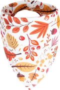 Fall Dog Bandanas - Colorful Autumn Leaves, Acorns & Berries Print, Thanksgiving Holiday Triangle Pet Scarf with Snap Button, Small and Medium Breed, 5-30lbs