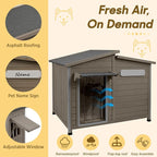 Outdoor Wooden Dog House for Small & Medium Dogs, Weatherproof Winter Dog Kennel with Openable Roof & Window, Chew-Resistant Frame, Cozy Indoor Shelter