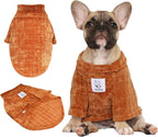 iChoue Pet Dog Winter Warm Sweater Clothes Turtleneck for French Bulldog Pug Boston Terrier Corduroy Cold Weather Pullover Coat Shirt - Coffee/Large Plus