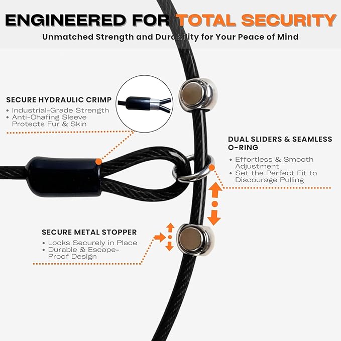 Heavy Duty Steel Wire Dog Training Collar - PVC Coated Martingale Slip Collar with Adjustable Safety Stopper for No-Pull Walking & Obedience Black 0.197" D/19.69" L