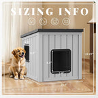 Dog House Small Dog Houses Outdoor with Sloped Roof Waterproof Ventilated Design Easy to Clean Elevated Floor Easy Assembly for Middle Sized Dogs(Grey 24.65"*21.5"*22.21")