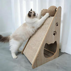 Sisal Cat Scratcher Ramp, Scratching Post Vertical Cat Toy Scratch Pad with Balls for Indoor Cats, Solid Wood Cat Furniture