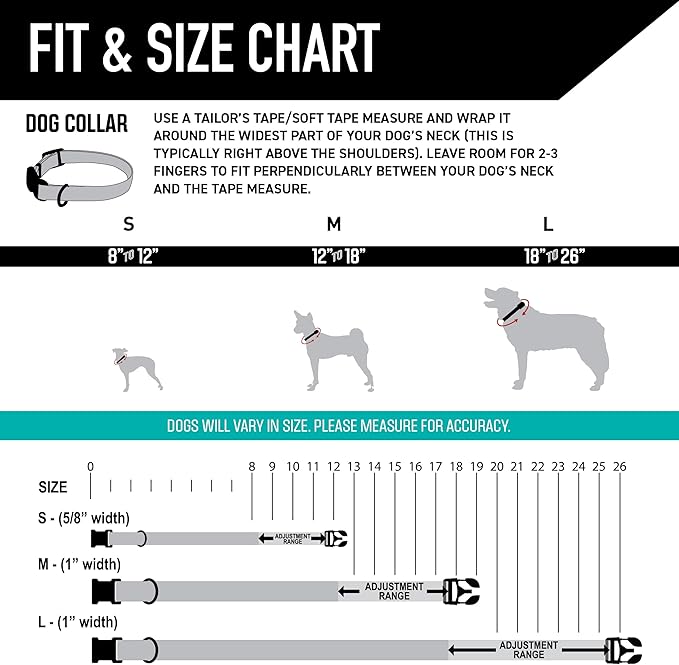 Wolfgang Heavy Duty, Adjustable Dog Collar with Quick Release Nylon Buckle for Walking & Training, RockyPeaks Print, Large