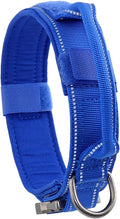 Tactical Dog Collar with Heavy Duty Metal Buckle and Control Handle for Medium Large Dogs Training(Bright Blue, X-Large)