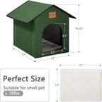 Love's cabin Outdoor Cat House Weatherproof, Insulated Feral Cat House Outdoor for Winter, Waterproof Outside House for/Indoor Cats, Shelter with Removable Soft Cushion,Green
