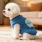 FLAdorepet 3 Packs Teacup Dog Cat XXS Clothes for Chihuahua Yorkie,Winter Warm Fleece Puppy Pet Clothes Sweater Shirt Vest for Mini Newborn Extra Small Dogs (Cute Dnosaur, XXXS(Pet Under 1LBS))