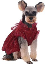 Kuoser Dog Dress, Cute Dog Dresses for Medium Large Dogs Girl Elegant Puppy Tutu with Bow-Knot, Doggie Princess Costume Pet Outfit for Birthday Party Christmas Halloween Wedding, Red L