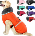 QBLEEV Warm Dog Coat Reflective Dog Jacket, Waterproof Dog Winter Coat Turtleneck Dog Clothes for Cold Weather, Thick Fleece Dog Snowsuit Christmas Dog Vest Pet Apparel for Small Medium Large Dogs XL
