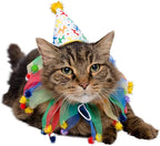 Pet Krewe Dog Clown Costume Happy Birthday Hat & Collar Outfit | 1st Bday Party, National Cat Day, Photo Shoots & Celebrations | Doggie & Puppy Clothes | Ideal Gift for Small, Medium & Large Pets