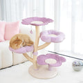 Happy & Polly 35.4 inch Woven Blossom Cat Tree, Fleece Floral Cat Tower with Sisal Scratching Post for Indoor Cats