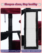 Gothic Cat Tree, Halloween Cat Tower with condo, Basket, Large Bed, Platform, Scratch Board, Cat Scratching Posts for Indoor Cats, Black and Red GCT002SBR