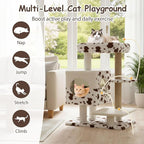 Tangkula 30 Inch Small Cat Tree, Unique Cat Tower with Jute Scratching Post, 2-Door Condo, Padded Top Perch, Jumping Platforms, Cow Print Aesthetic Cat Tree for Indoor Cats