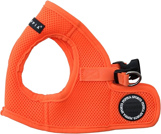 Puppia Neon Soft Vest Harness Step-in No Choke No Pull Walking Training for Small and Medium Dog, Orange, Small