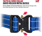 Tuff Pupper Tactical Dog Collar with Handle | Heavy Duty Adjustable Dog Collar | Military Nylon Collar for Medium Dogs | Quick-Release Buckle | Soft Padded Comfort | Training Control (Blue, Medium)